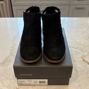 Vince Camuto Suede Black Ankle Boots with cutouts on the sides